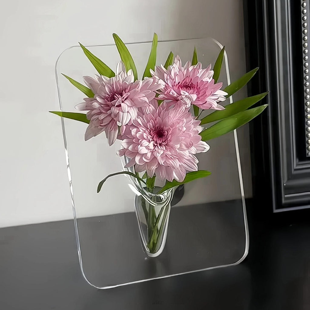 Clear Acrylic Flower Vase for Tabletop Home Office Decor