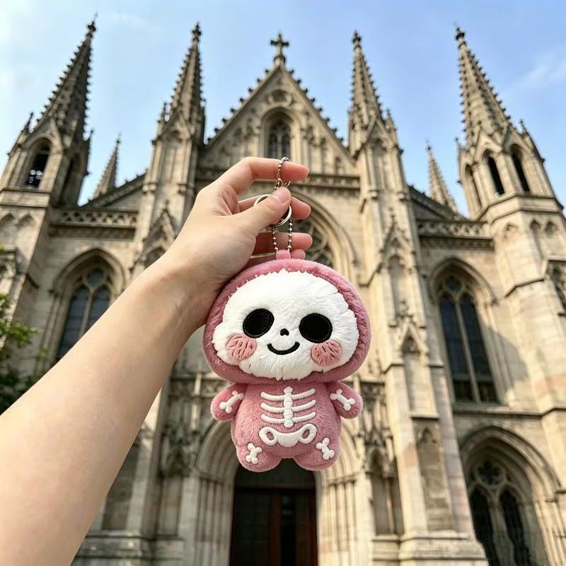 Halloween Skeleton Plush Hanging Bag Charm Keychain