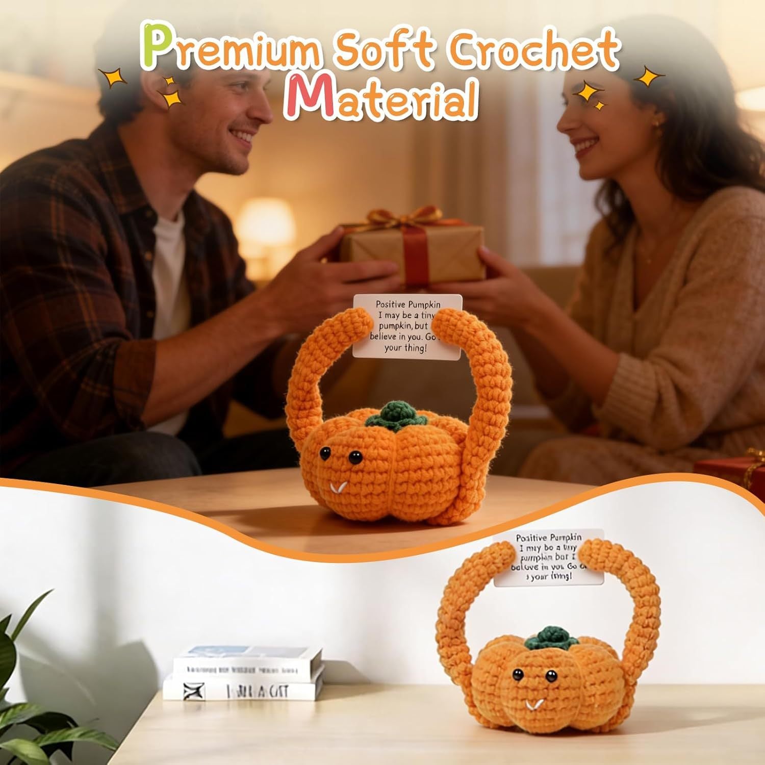 Handmade Crochet Pumpkin Halloween Emotional Support Plush