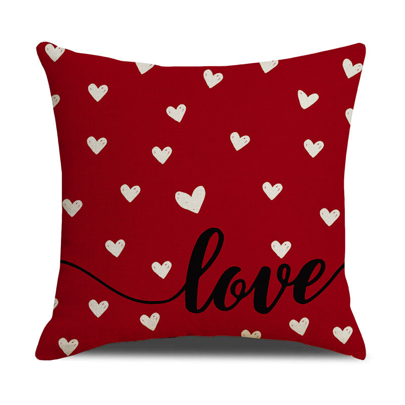 Valentine Heart Love Print Pillow Covers Set for Home Decor