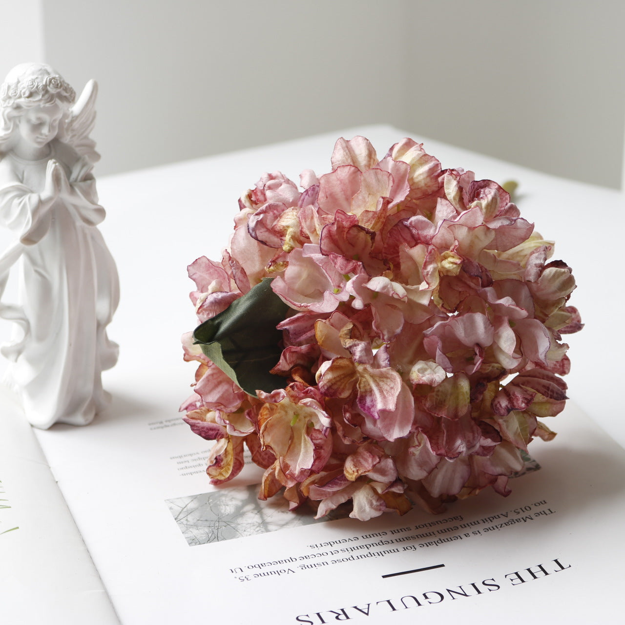 Valentine French Vintage Faux Burnt Edge Hydrangea Decor