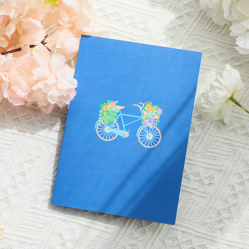 Valentines Day Floral Bicycle Greeting Card Handmade Gift