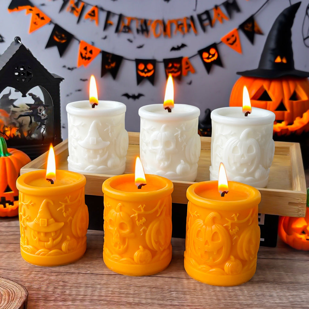 Pumpkin Skull Halloween Candle 3D Embossed Fall Decor