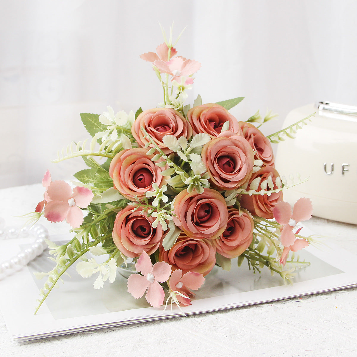Valentine’s Day Faux Corolla Rose Bouquet Home Decor Gift