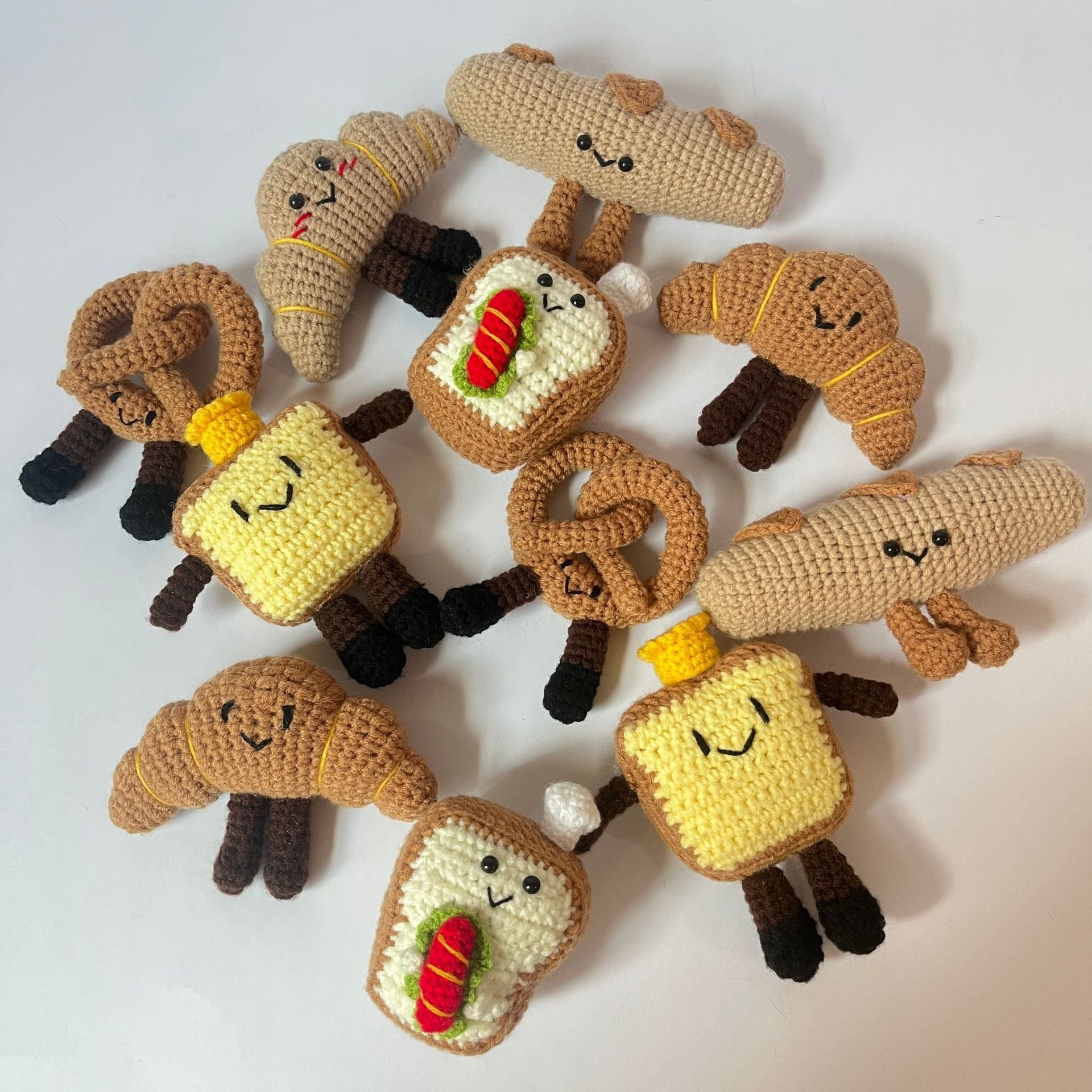 Crochet Bread Plush Keychain Cute Food Charm