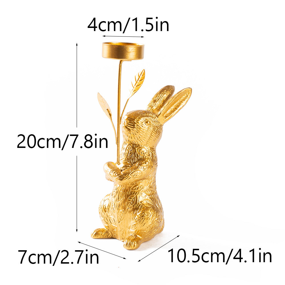 Easter Bunny Candle Holder Gold Resin Table Decoration