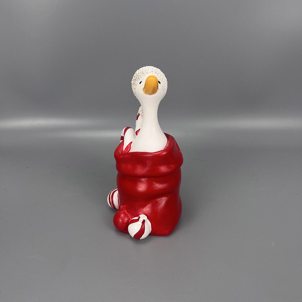 Cute Resin Christmas Duck Figurines Holiday Tabletop Decor