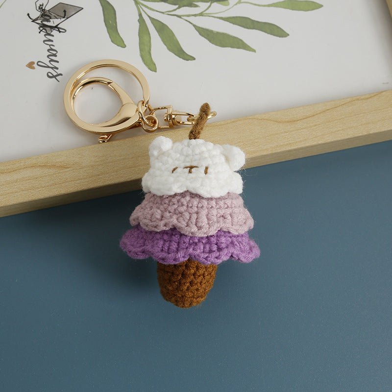 Handmade Crochet Animal Christmas Tree Keychain Holiday