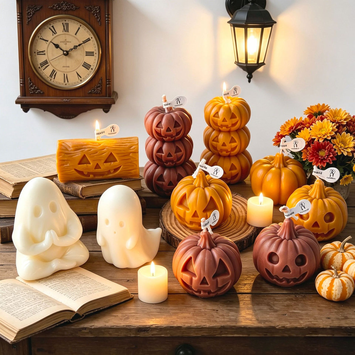 Halloween Ghost Pumpkin Candle Seasonal Decor Cute Holiday Gift