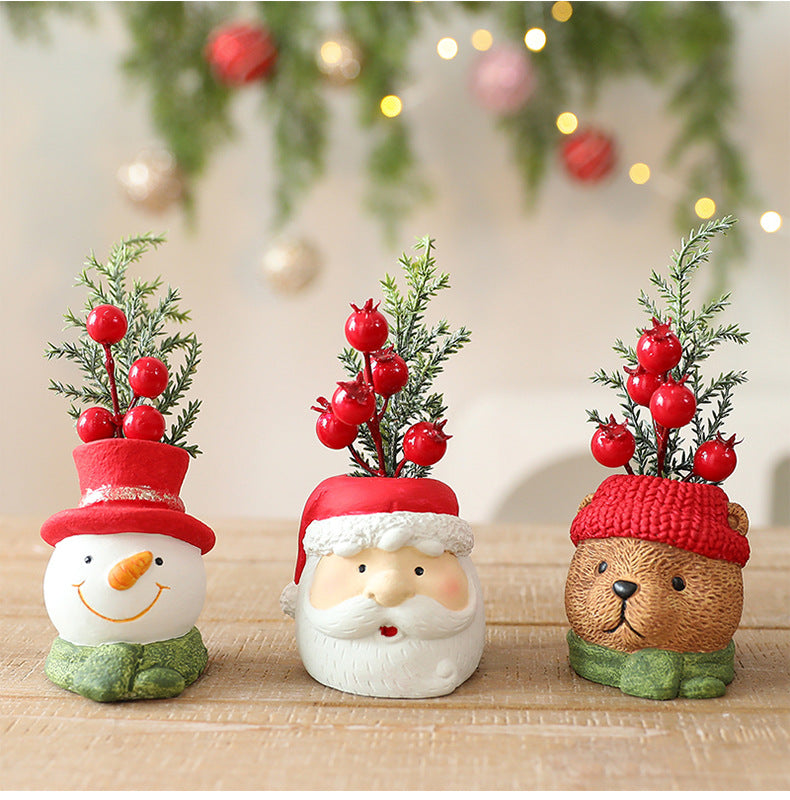 Foam Cement Christmas Character Planter Holiday Tabletop Decor