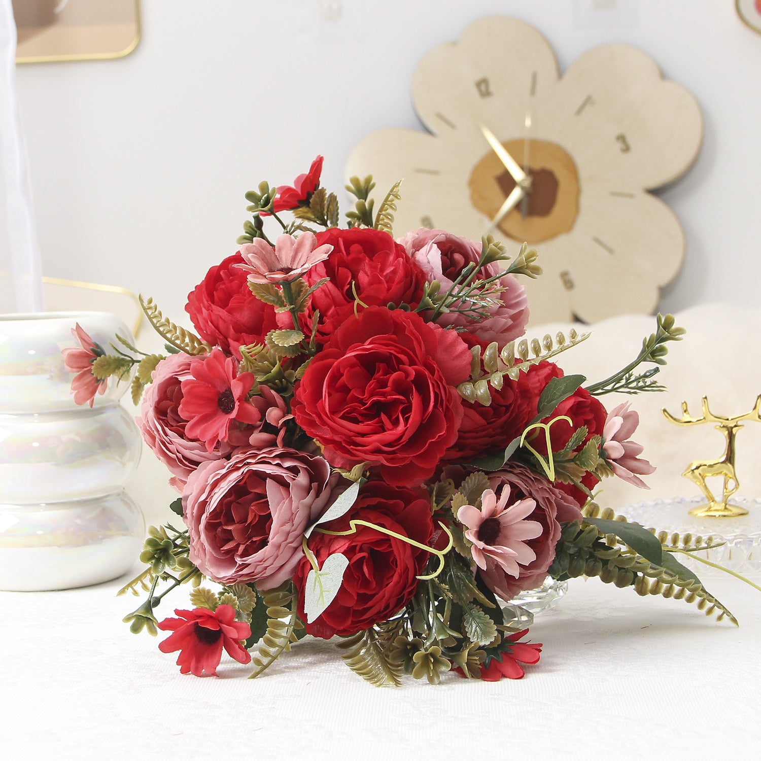 Valentine Artificial Rose Ranunculus Bouquet for Home Decor