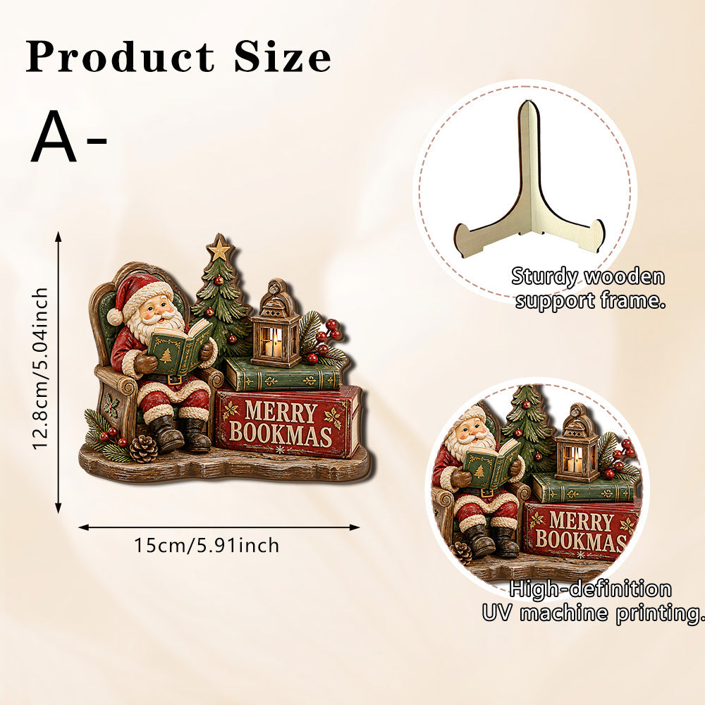 Christmas Reading Theme Wooden Tabletop Decor