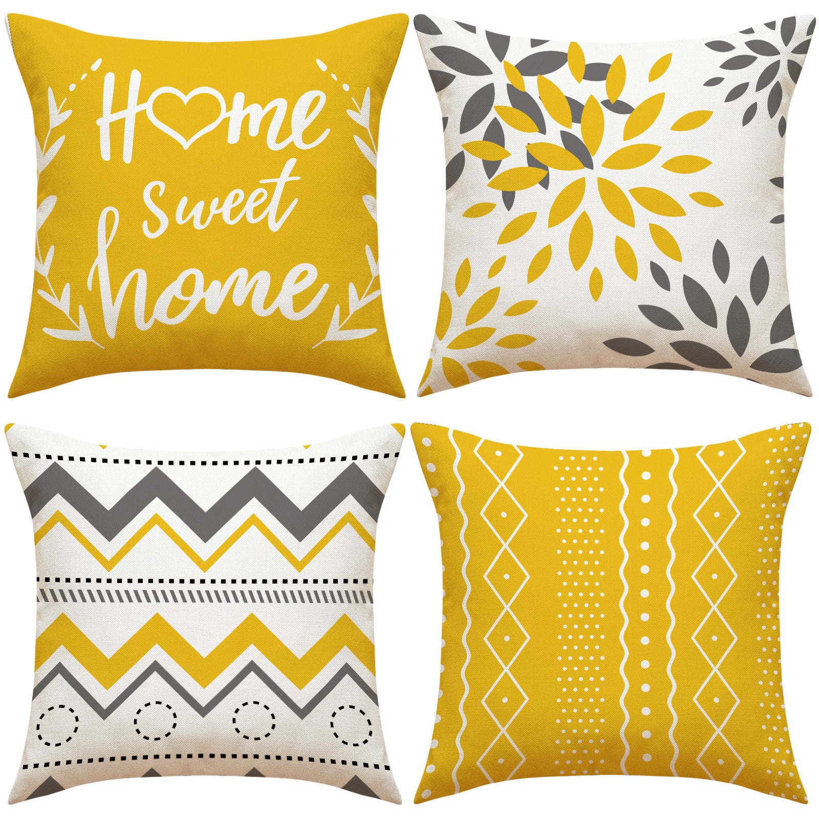 Linen Geometric Letter Throw Pillow Cover Square Sofa Decor