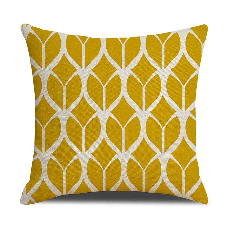 Nordic Square Faux Linen Geometric Throw Pillow Cover