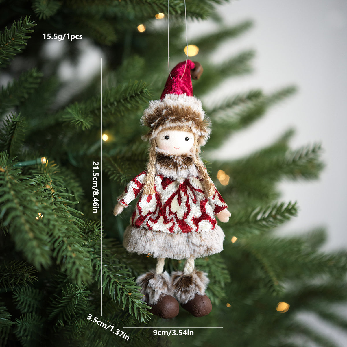 Cozy Plush Christmas Ornaments Santa Snowman Reindeer Girl