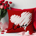 Valentine Heart Throw Pillow Cover Romantic Red Couple Decor