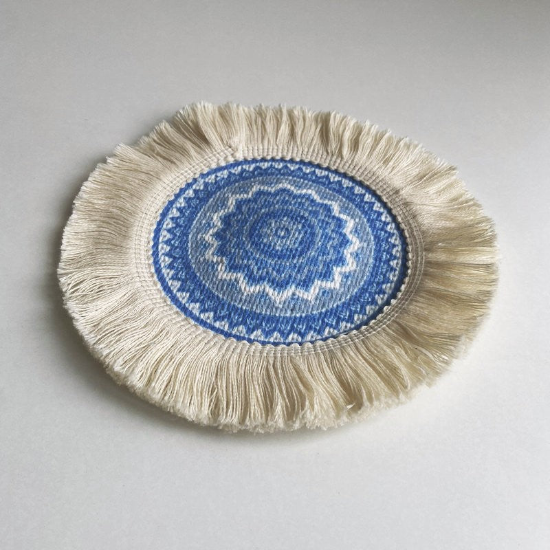 Boho Pattern Round Decorative Drink Coaster Set with Tassels