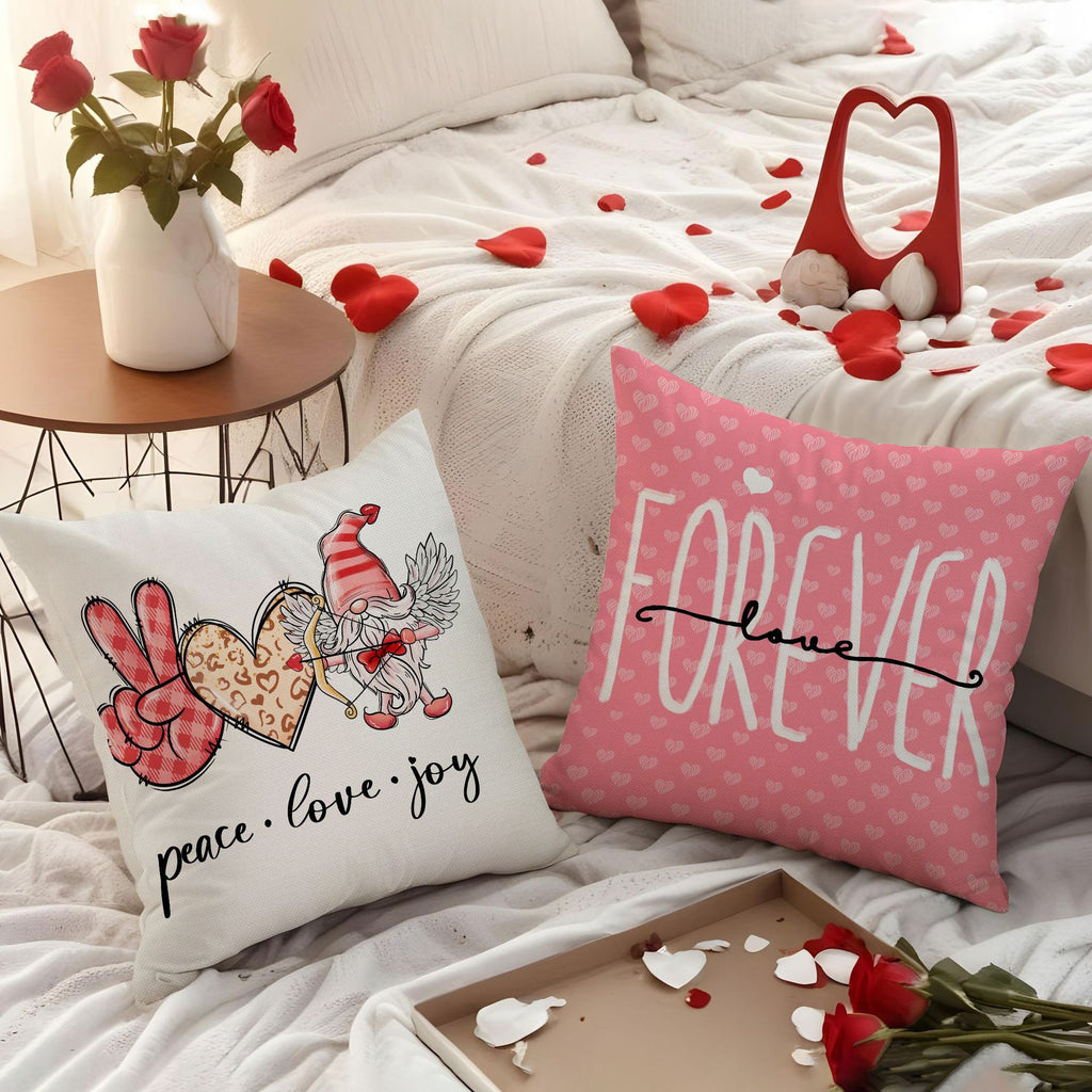 Valentine’s Day Love Gnome Pillow Covers Set for Home Decor