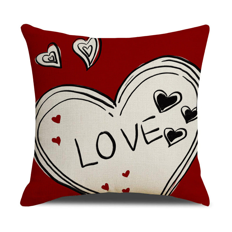 Valentine Heart Linen Pillow Covers Romantic Home Decor