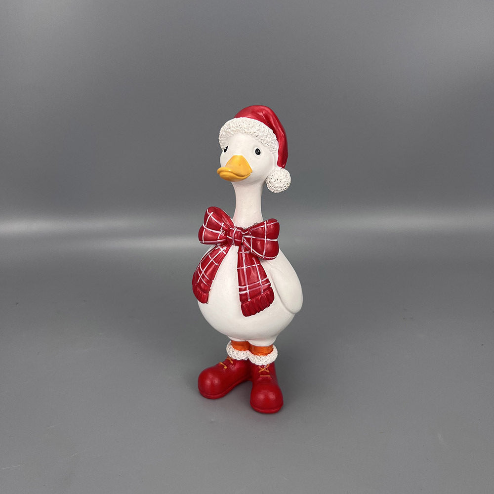 Cute Resin Christmas Duck Figurines Holiday Tabletop Decor