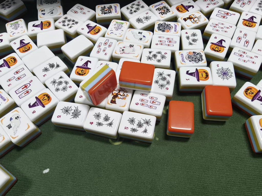 Orange Halloween Mahjong Set Acrylic Game Tiles