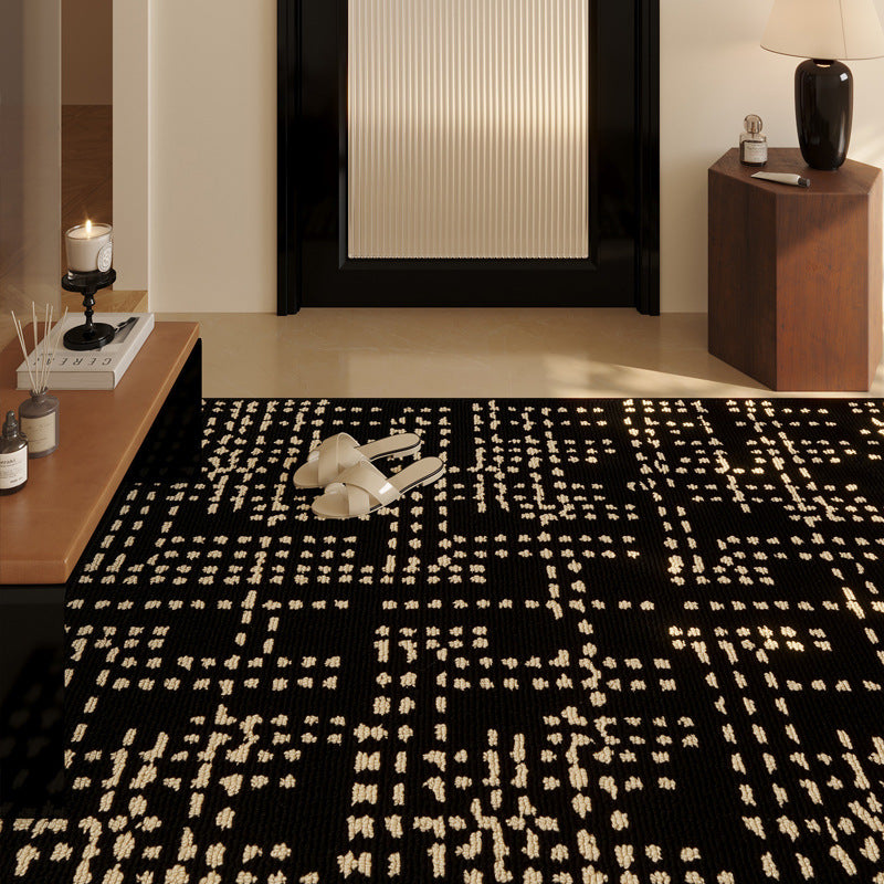 Black Checkered Entryway Rug Non Slip Washable Modern Mat