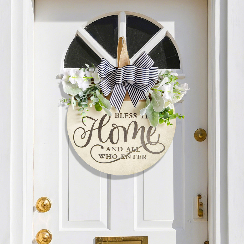 Farmhouse Welcome Front Door Wreath Hanging Decor