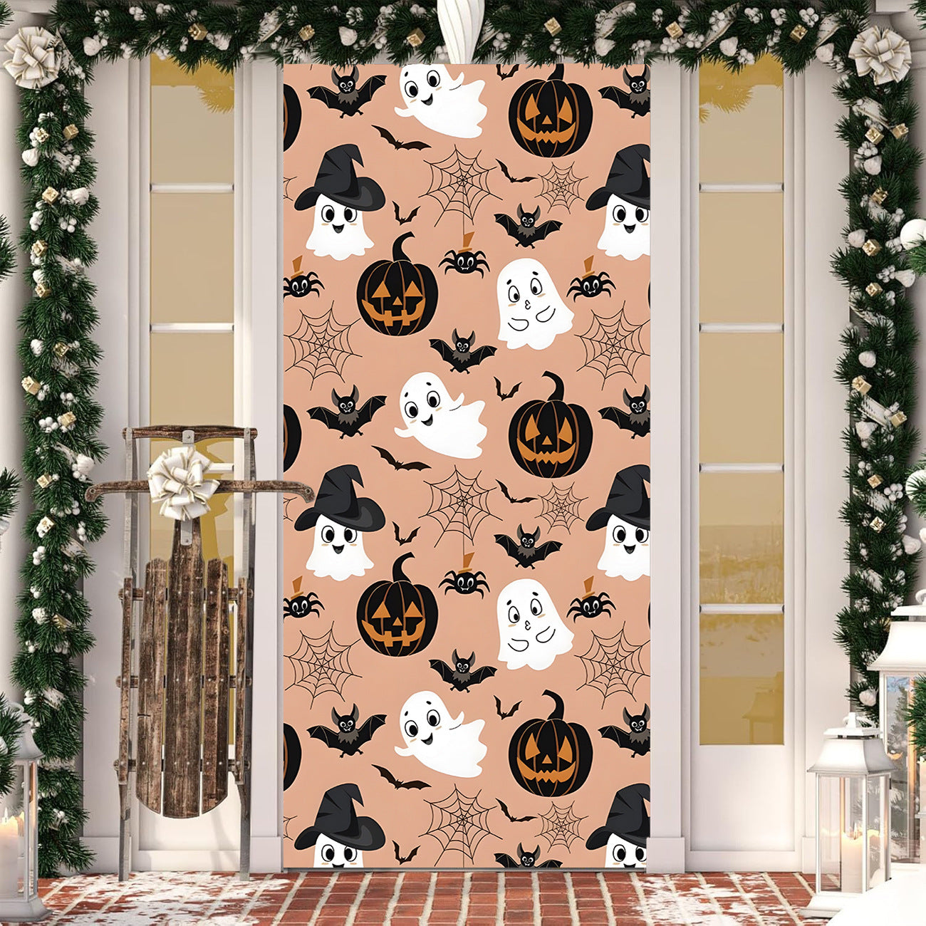 Halloween Door Cover Polyester Seasonal Party Decoration