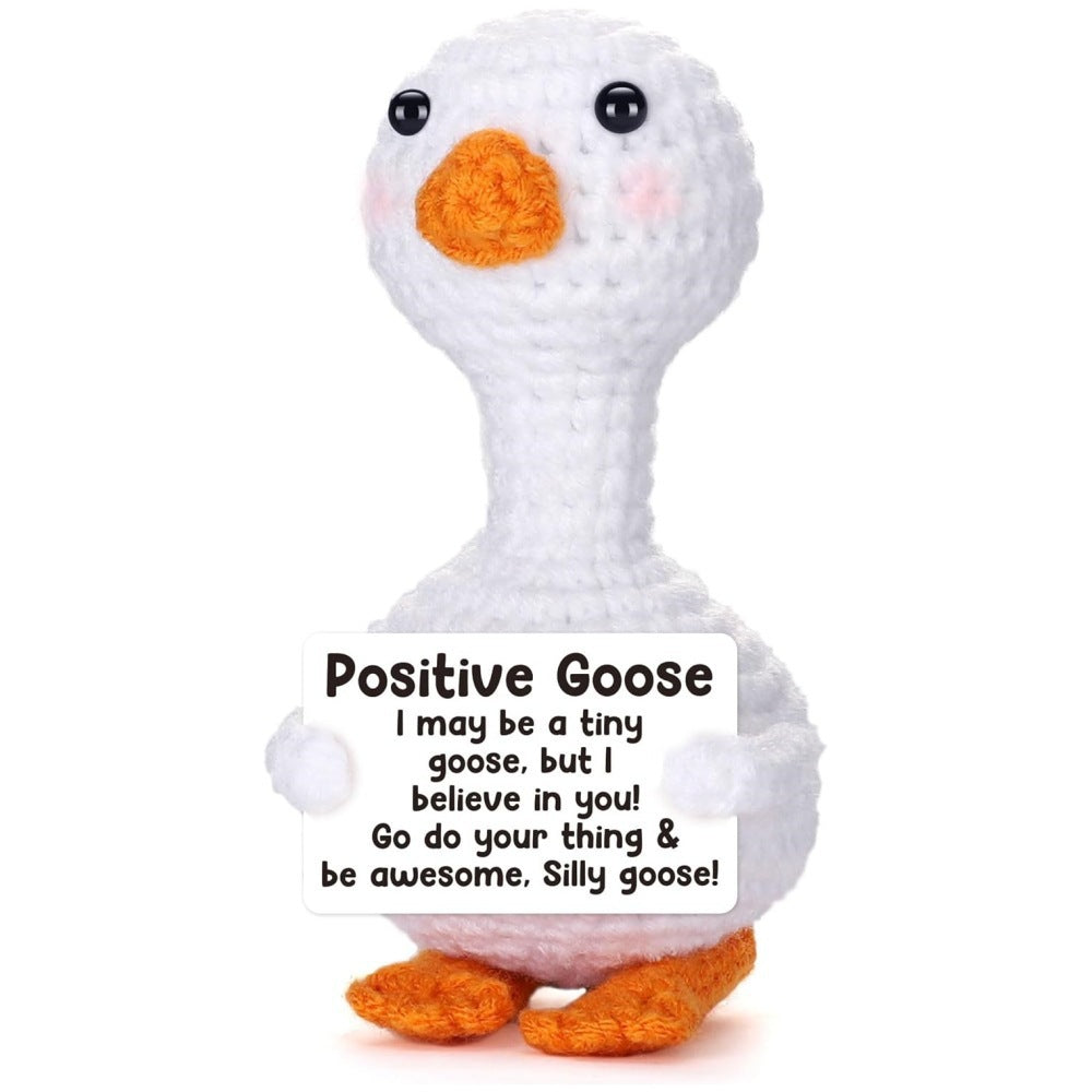 Handmade Crochet Goose Positive Message Plush Gift