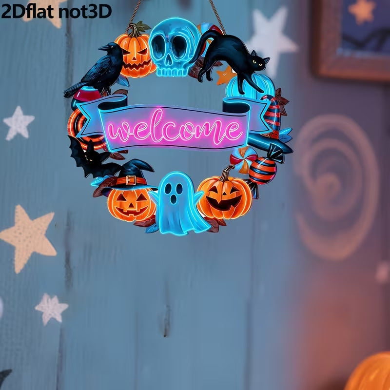 Halloween Wooden Wall Hanging Decor Pumpkin Ghost Flat Print