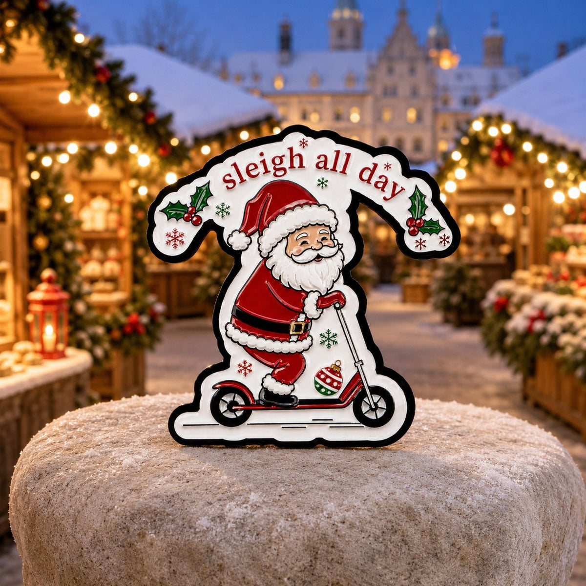 Santa Scooter Enamel Pin Christmas Holiday