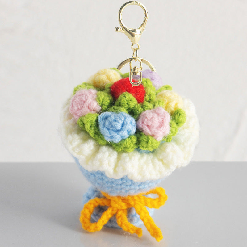 Crochet Mini Flower Bouquet Keychain for Gifts & Home Decor
