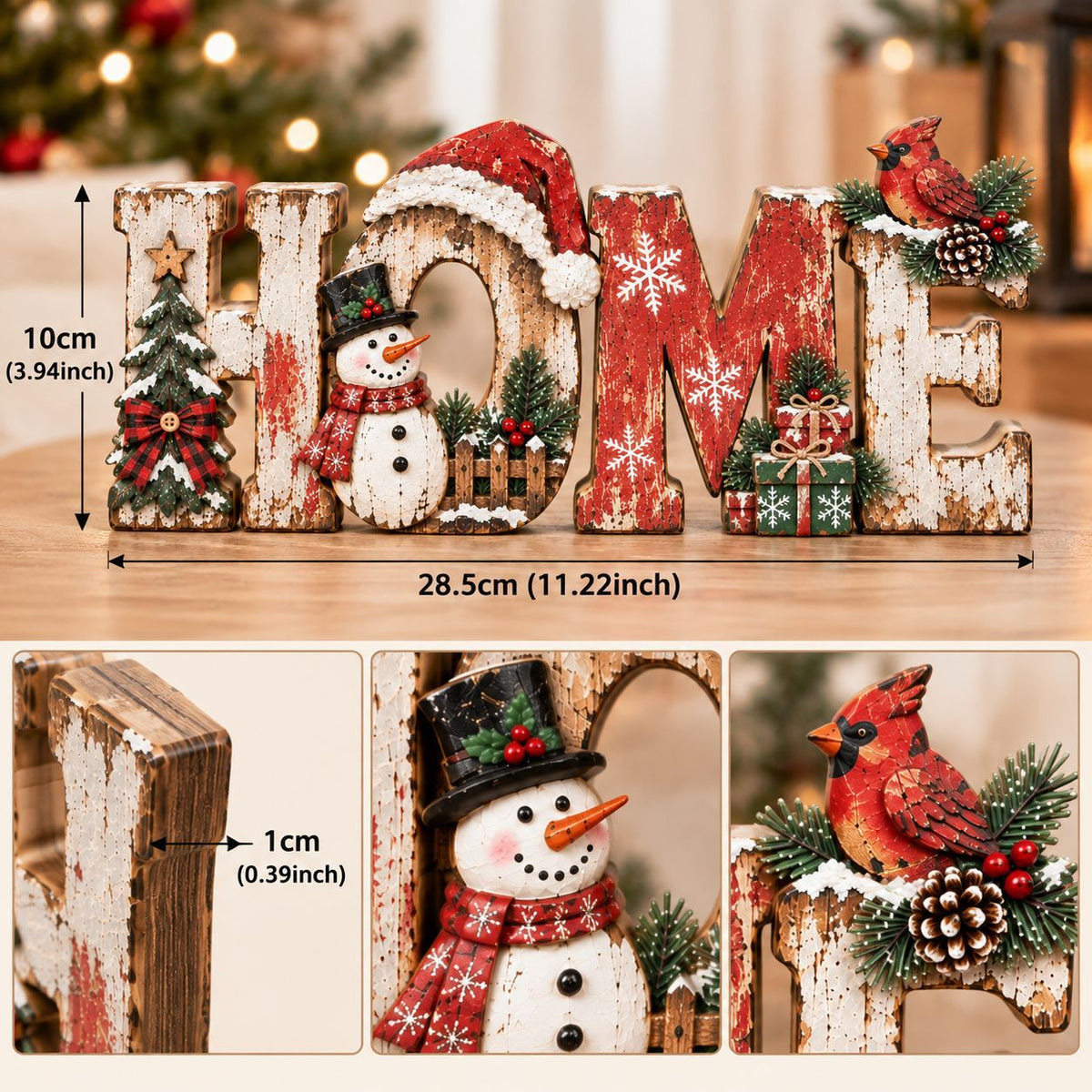 Christmas HOME Sign Wooden Tabletop Holiday Decor