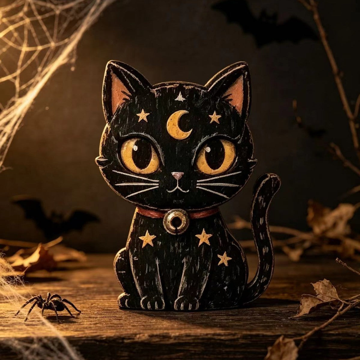 Spooky Halloween Wooden Sign Tabletop Figurine Seasonal Decor