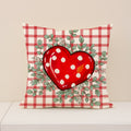 Valentine Gingham Heart Print Linen Pillow Cover Set