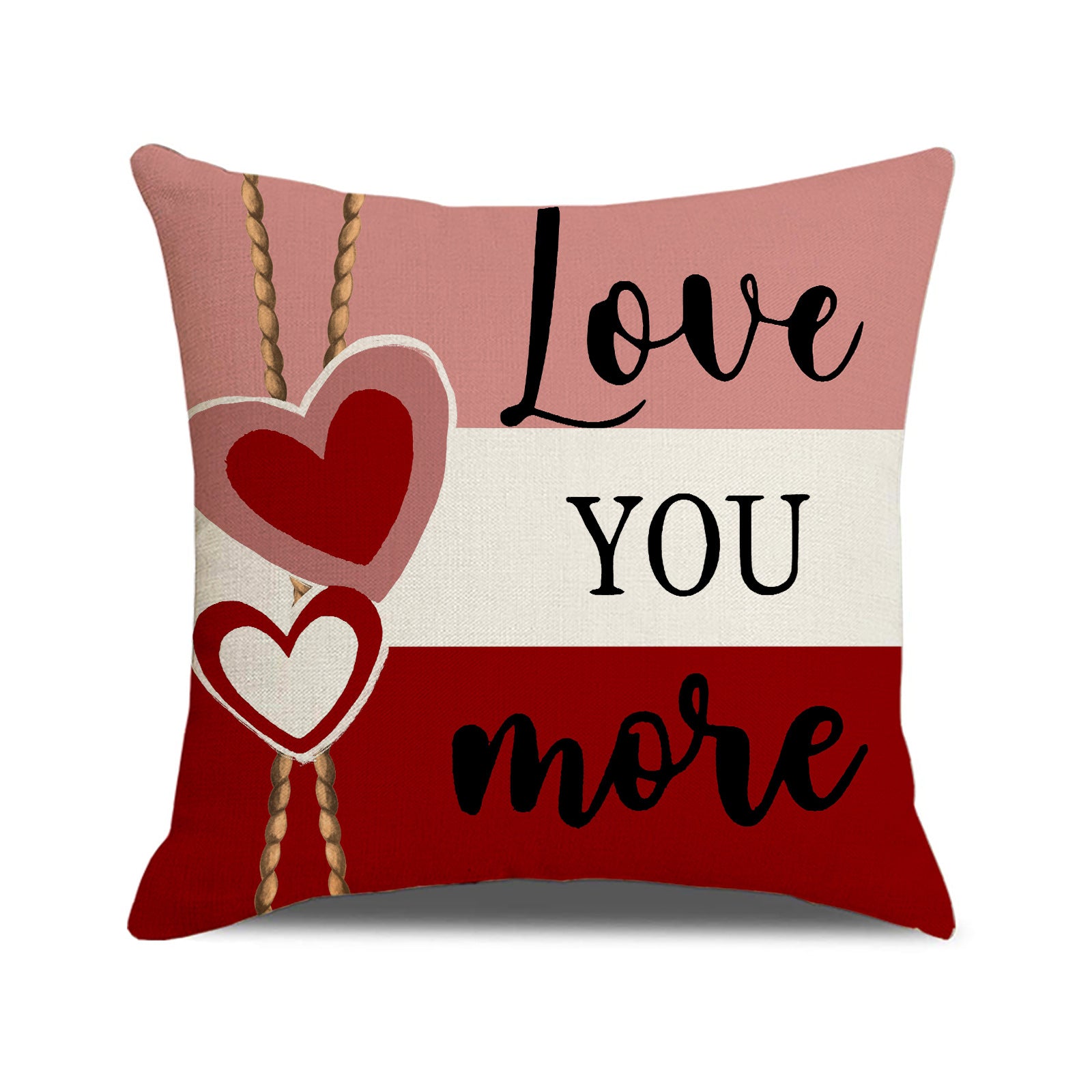 Valentine Linen Pillow Covers with Heart Prints Home Decor