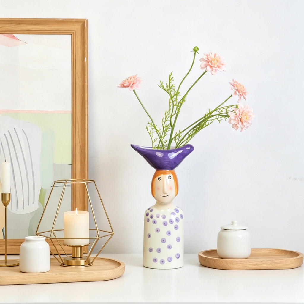 Nordic Cartoon Ceramic Vase Home Desk Flower Decor
