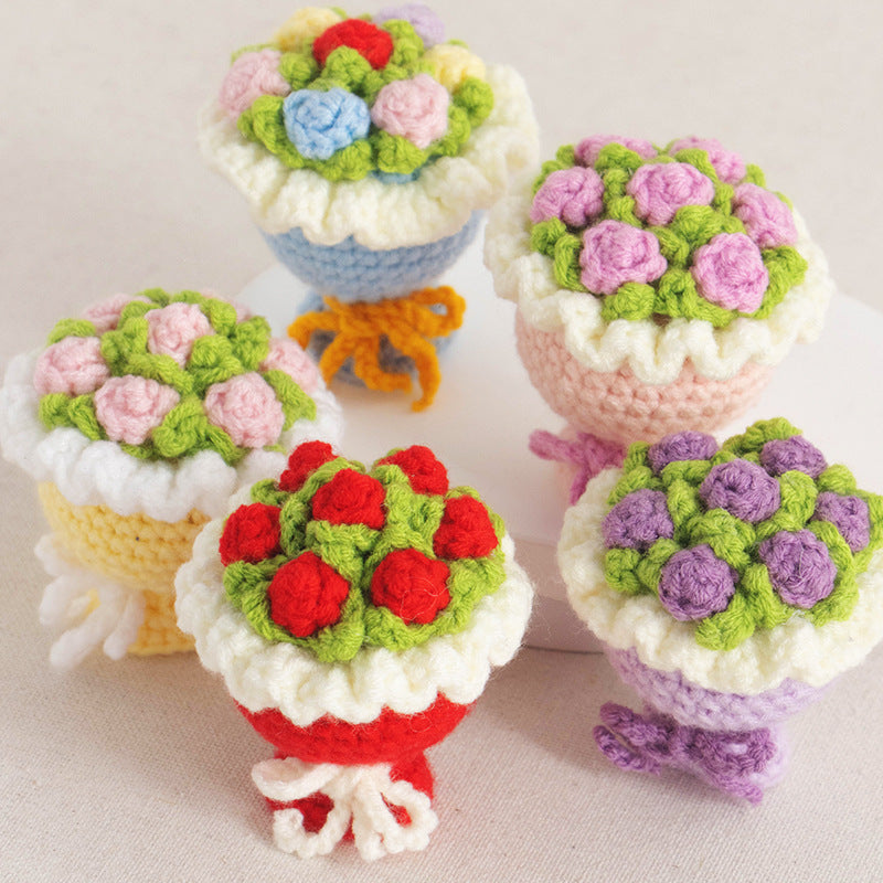Crochet Mini Flower Bouquet Keychain for Gifts & Home Decor