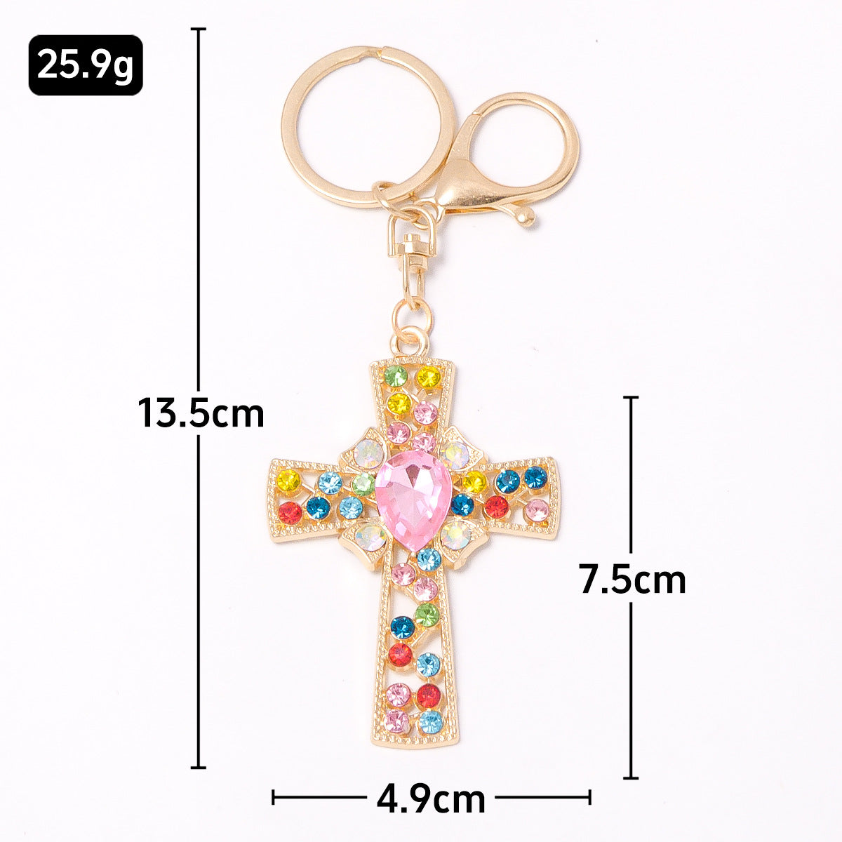 Crystal Cross Rhinestone Keychain Metal Bag Charm