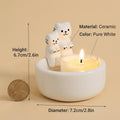 Cute Couple Cats Candle Holder Ceramic Tabletop Decor