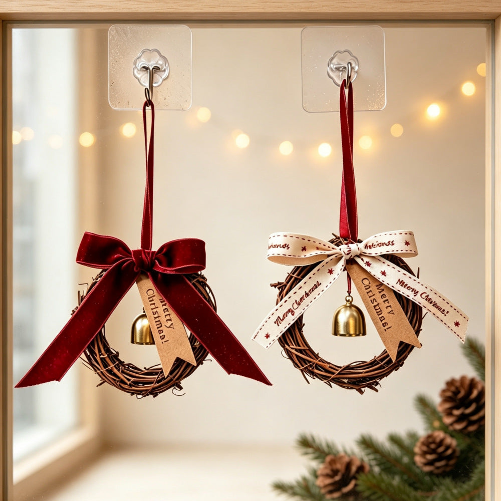 Wooden Christmas Wreath Hanging Ornament Holiday Tree Decor