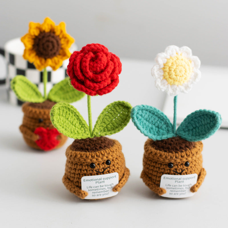 Valentine Holiday Decorations Crochet Flower Pot Decor