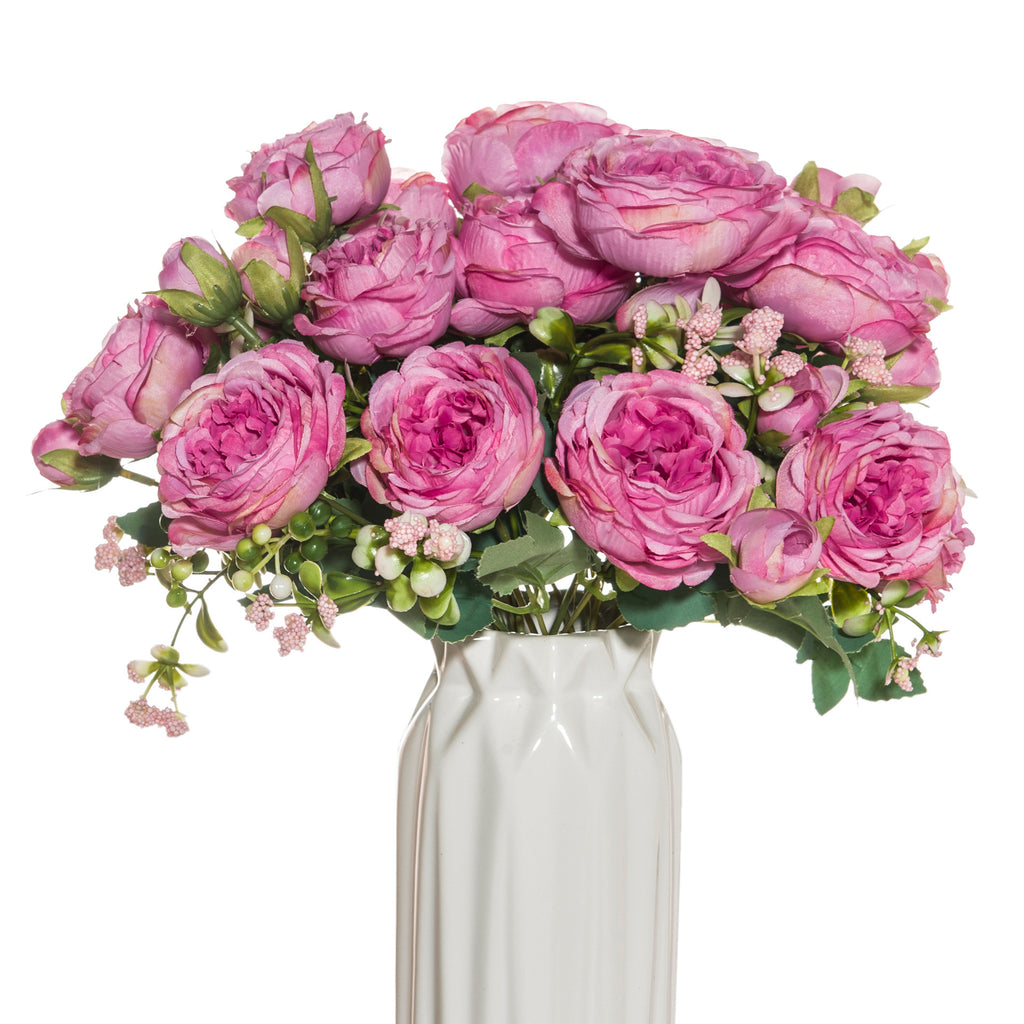 Artificial Peony Flower Arrangement Faux Silk Bouquet Decor