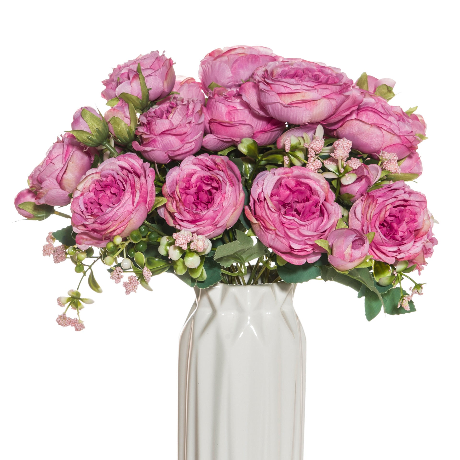 Artificial Peony Flower Arrangement Faux Silk Bouquet Decor