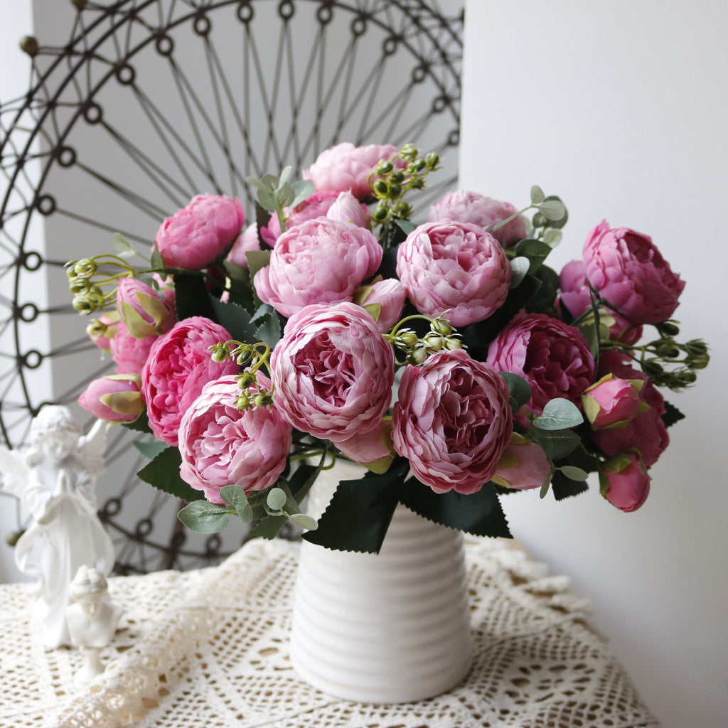 Valentine 5-Head Korean Faux Peony Persian Rose Mini Bouquet