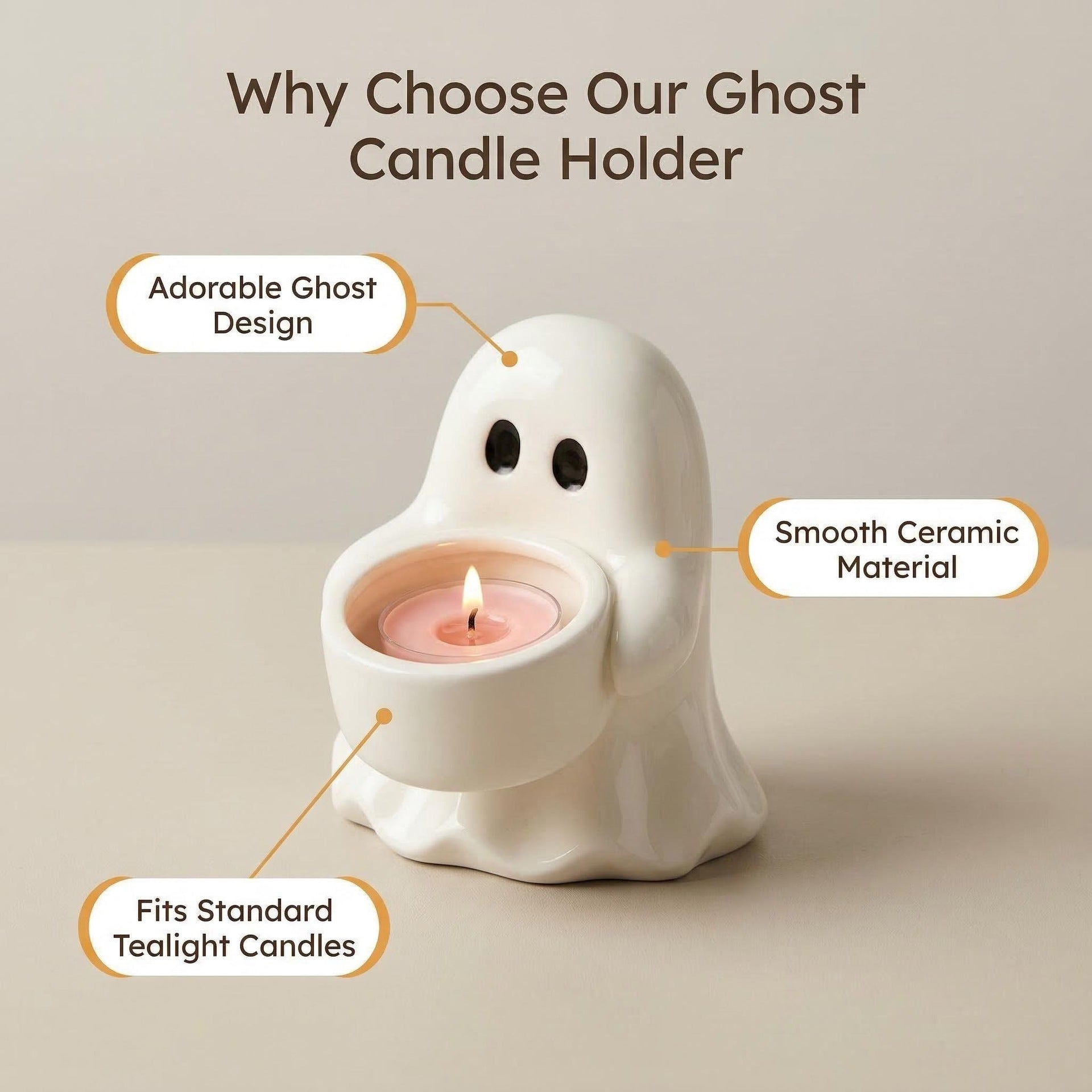 Ghost Candle Holder Halloween Tabletop Decoration