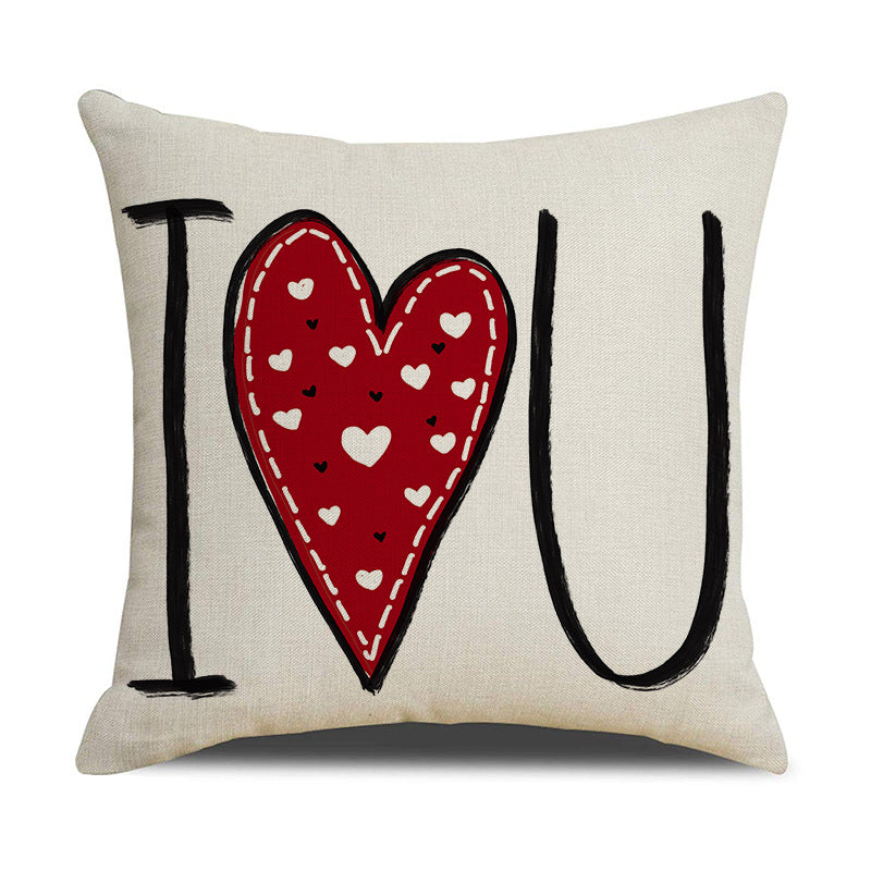 Valentine Heart Love Print Pillow Covers Set for Home Decor
