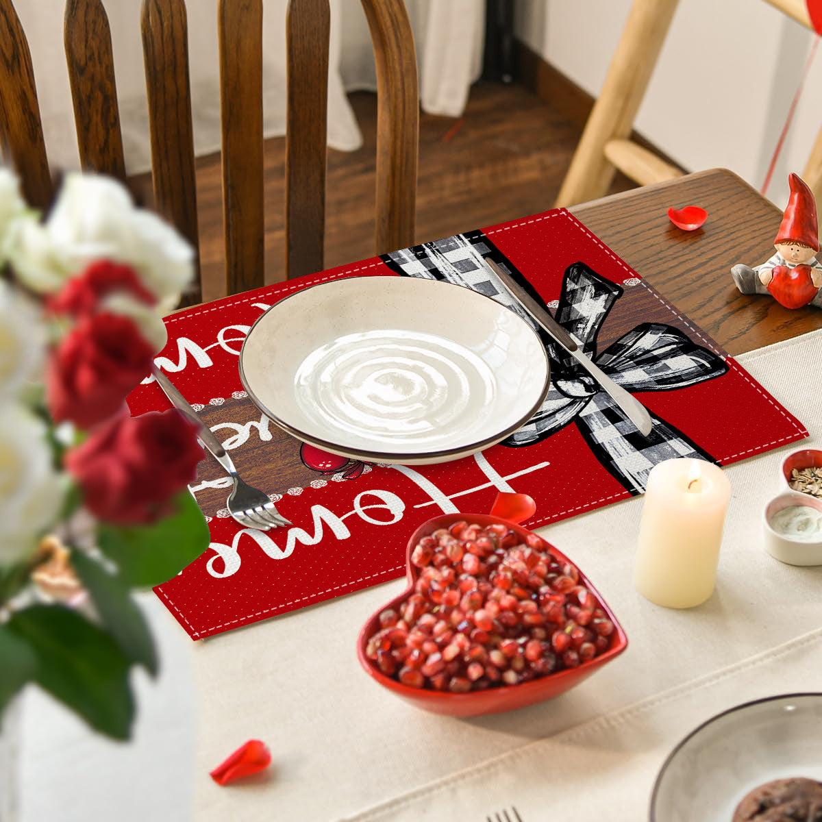 Valentine’s Day Heart Linen Placemats Love Table Decor