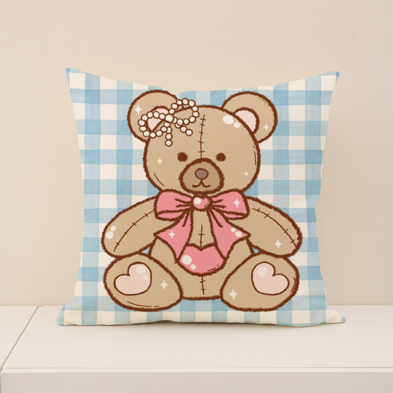 Sweetheart Pink Gingham Valentine Cushion Cover Set Decor