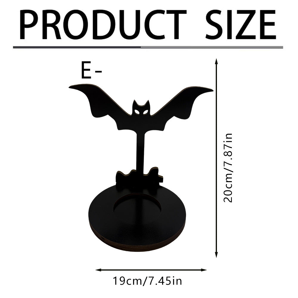 Spooky Halloween Wooden Candle Holder Tabletop Decor